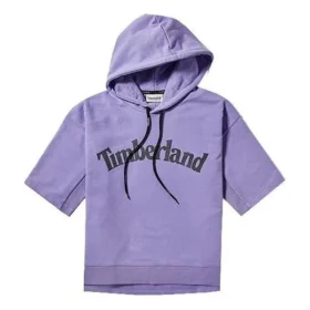 Logo-opdruk Casual hoodie met korte mouwen Paars