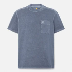 Merrymack River T-shirt met borstzak voor heren, in de massa geverfd