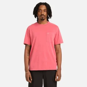 Merrymack River T-shirt met borstzak voor heren, in de massa geverfd