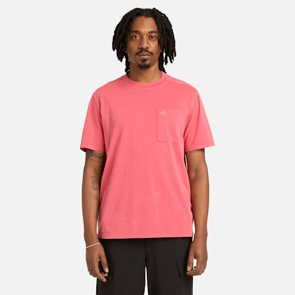 Merrymack River T-shirt met borstzak voor heren, in de massa geverfd Merrymack River T-shirt met borstzak voor heren, in de massa geverfd