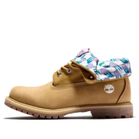 Roll Top Laarzen Basic “Tarwe Pink met plaidprint”
