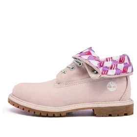 Roll Top Wide Fit Laarzen Basic “Pale Pink with Plaid Print”