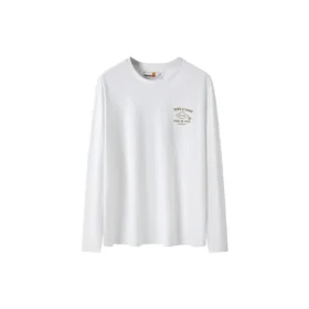 Schoenlogo T-shirt met lange mouwen “Wit Geel”
