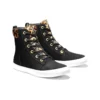 SKyla Bay 6-Inch Boot “Zwart nubuck met cheetahkraag”