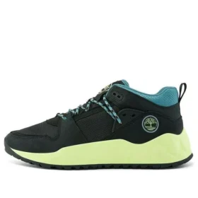 Solar Wave Mixed-Media Sneakers “Zwart Nubuck met Lime”