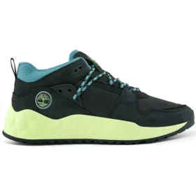 Solar Wave Mixed-Media Sneakers “Zwart Nubuck met Lime”