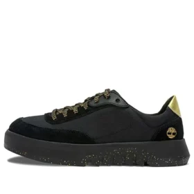 Supaway Oxford-sneakers van leer en stof “Zwart met goud”