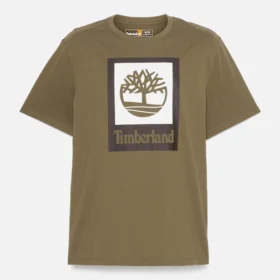 T-shirt met vierkant gestapeld logo en korte mouwen