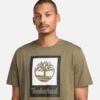 T-shirt met vierkant gestapeld logo en korte mouwen