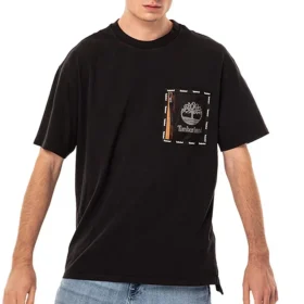 Timberland Casual losvallend T-shirt met ronde hals en korte mouwen, zwart