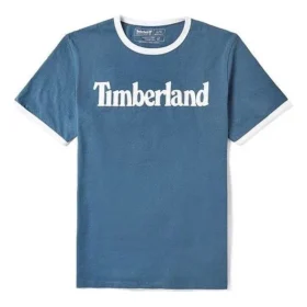 Timberland Casual T-shirt met ronde hals en print, korte mouwen, blauw