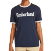 Timberland Casual T-shirt met ronde hals en print, korte mouwen, blauw