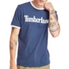 Timberland Casual T-shirt met ronde hals en print, korte mouwen, blauw