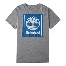 Timberland Casual T-shirt met ronde hals en print, korte mouwen, grijs
