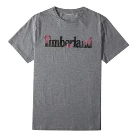 Timberland Casual T-shirt met ronde hals en print, korte mouwen, grijs