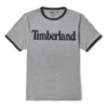 Timberland Colorblock kraag met logo print, korte mouwen, grijs