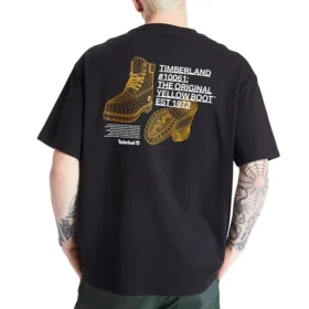 Timberland geel patroon cargo T-shirt met ronde hals en korte mouwen, zwart