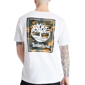 Timberland met patroonprint op de rug, korte mouwen, wit