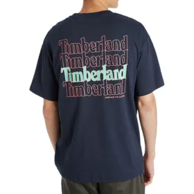 Timberland SS20 met print, ronde hals, korte mouwen, blauw