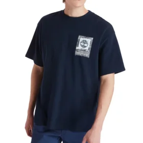 Timberland T-shirt met logo, ronde hals, blauw