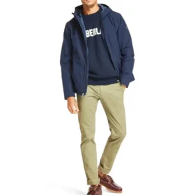 Timberland waterdichte jas met capuchon en ritssluiting Blauw