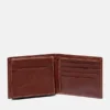 Tweevoudige Bifold portemonnee van gemalen leer voor heren in bruin