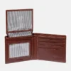 Tweevoudige Bifold portemonnee van gemalen leer voor heren in bruin