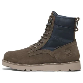 Vibram waterdichte laarzen van leer en stof “Olive Green Suede”