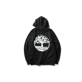 Zwarte Timberland-hoodie met logo-opdruk en rits